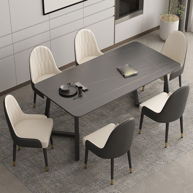 Mesa de comedor de piedra sinterizada Mesa de comedor moderna con pedestal doble