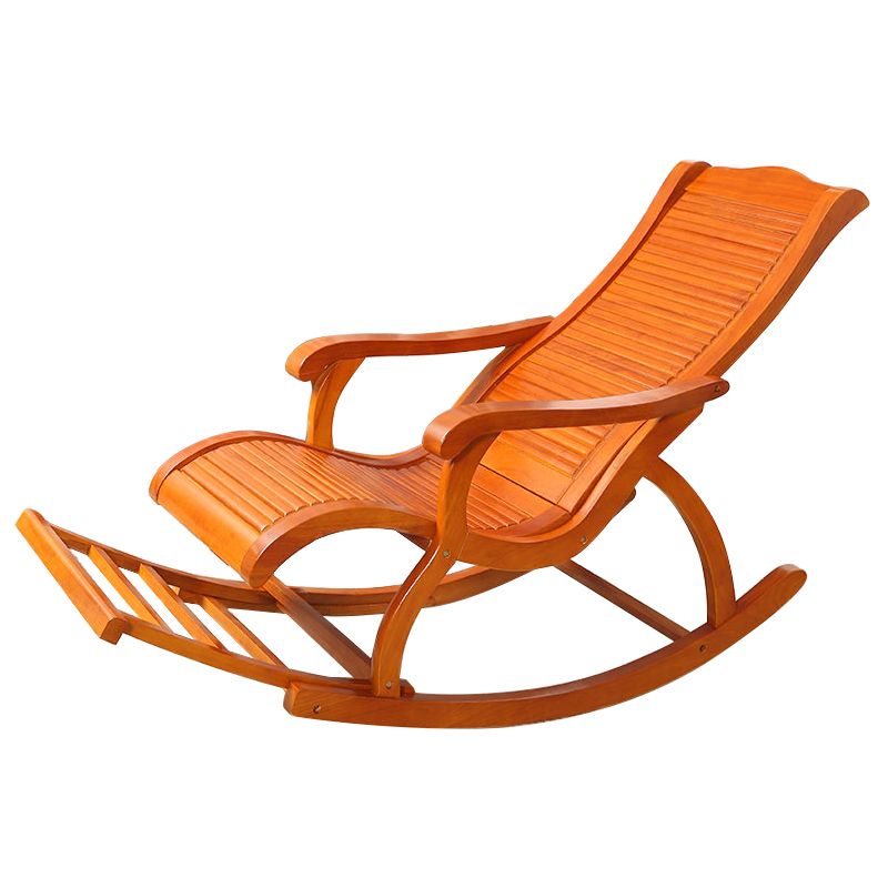 Traditional Rocker Chair Solid Sliding Footrest Wooden Rocker Chair in Living Room