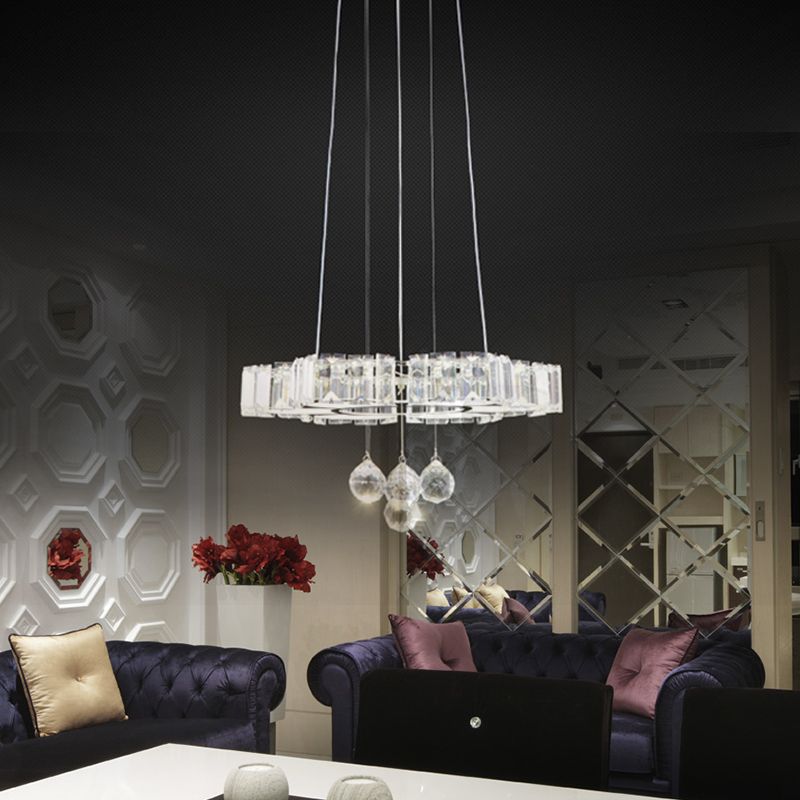 Lampone a legno a LED Crystal Light Minalismo Cromo Floral Dining Room Hanging Lampada
