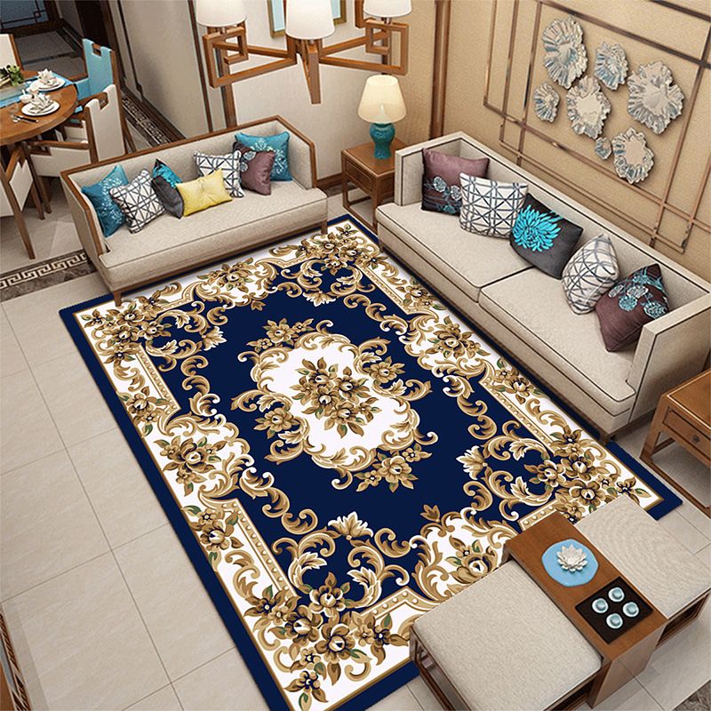 Funky European Style Rug Flower Print Carpet Polyester Stain Resistant Area Rug for Living Room