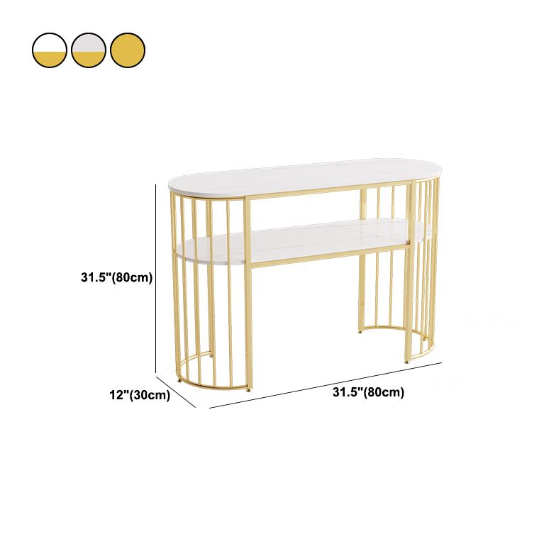 11" Wide Stone Glam Console Table Oval Console Sofa Table for Hall