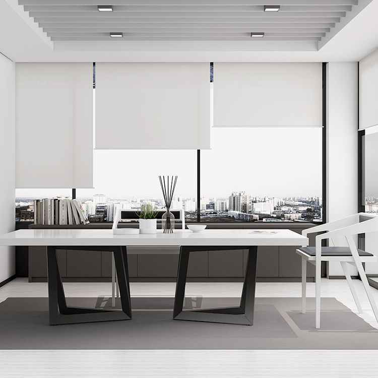 Metal and Wood Table Mid-Century Modern Style Family Rectangular Dining Table