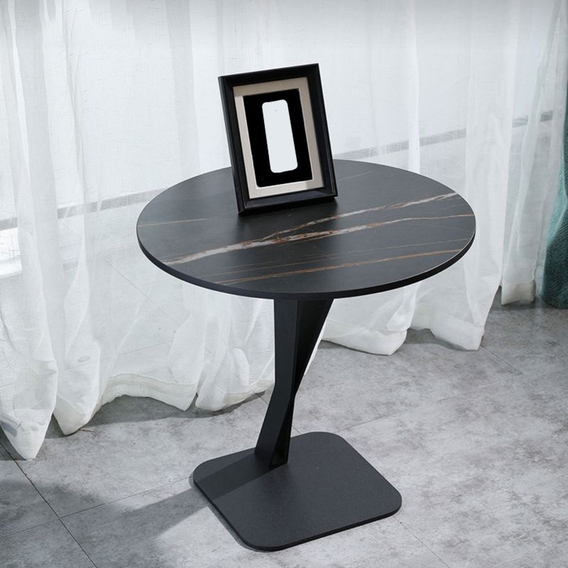 Pedestal Base Design Black Metal White/white Gold/black SLATE Top Round Side Table