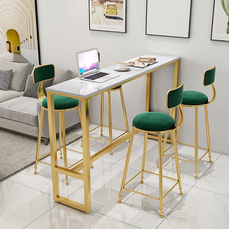 Glam Style 1/2/5 Pieces Faux Marble Bar Table Set Fixed Table Counter Set for Home Use