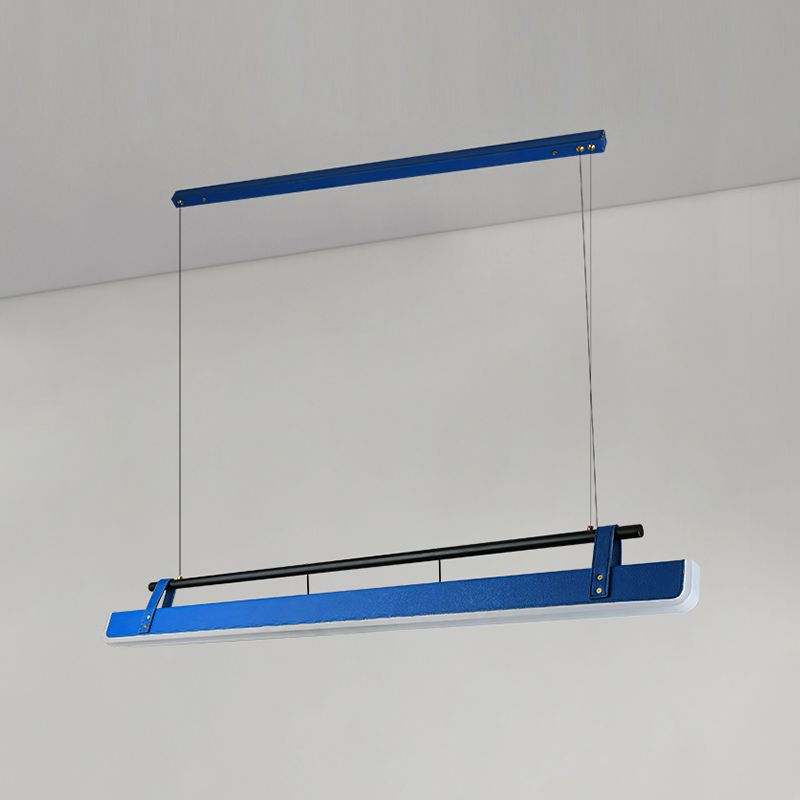 Modern Leather Island Lamp Rectangle 1-Light Restaurant Pendant Light with Acrylic Shade