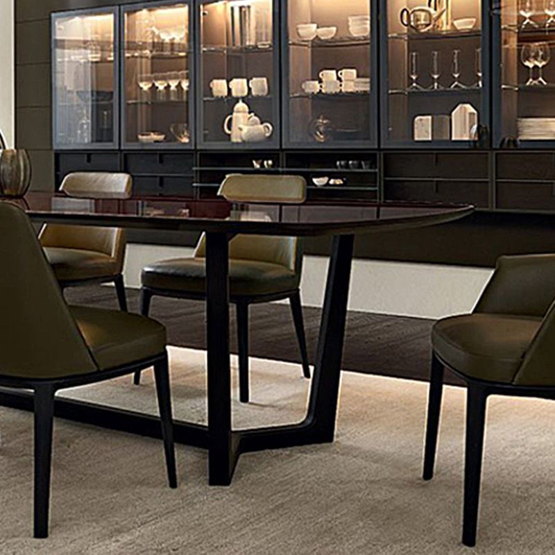 Upholstered Dining Accent Chair Faux Leather and Solid Wood Dining Room Chair