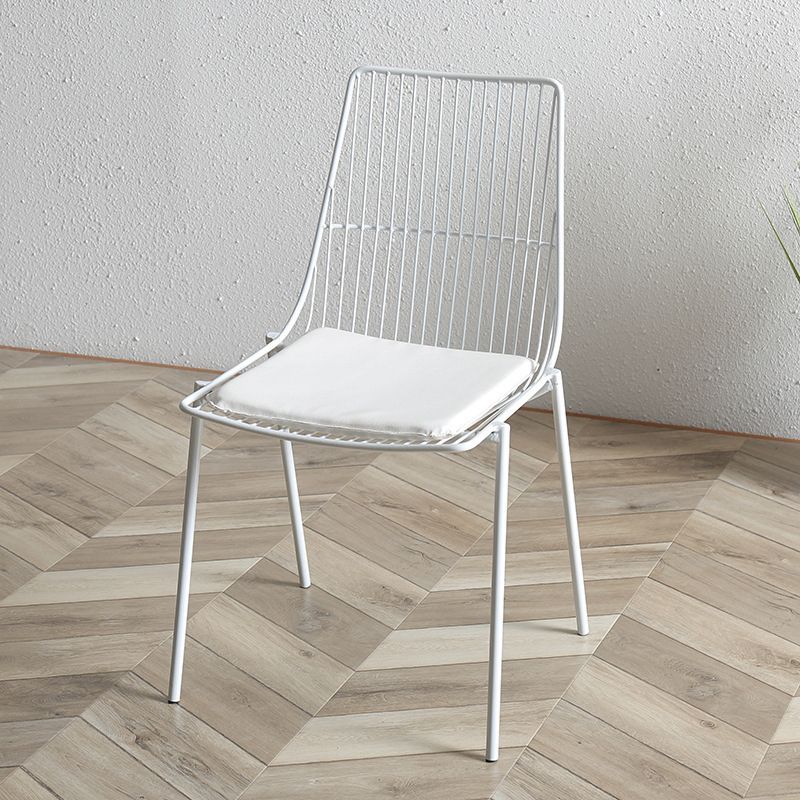 Contemporary Faux Leather Slat Back Side Chair in Matte Finish for Indoor