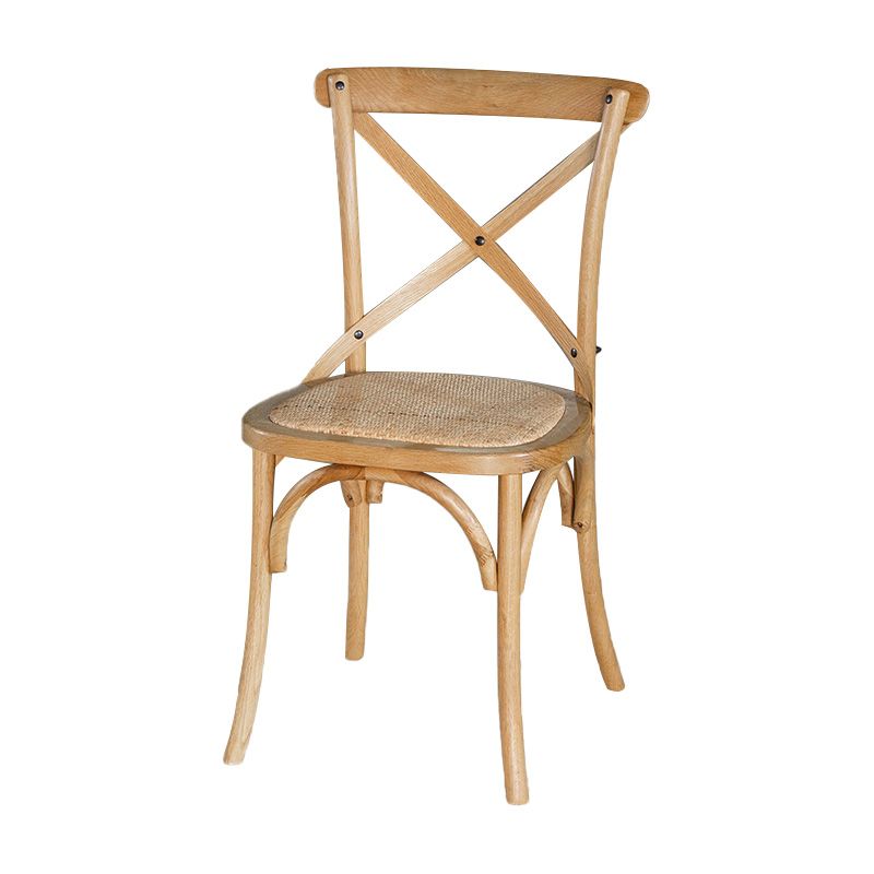Chaises de salle à manger sans bras en hêtre à dossier croisé en bois courbé de style campagnard
