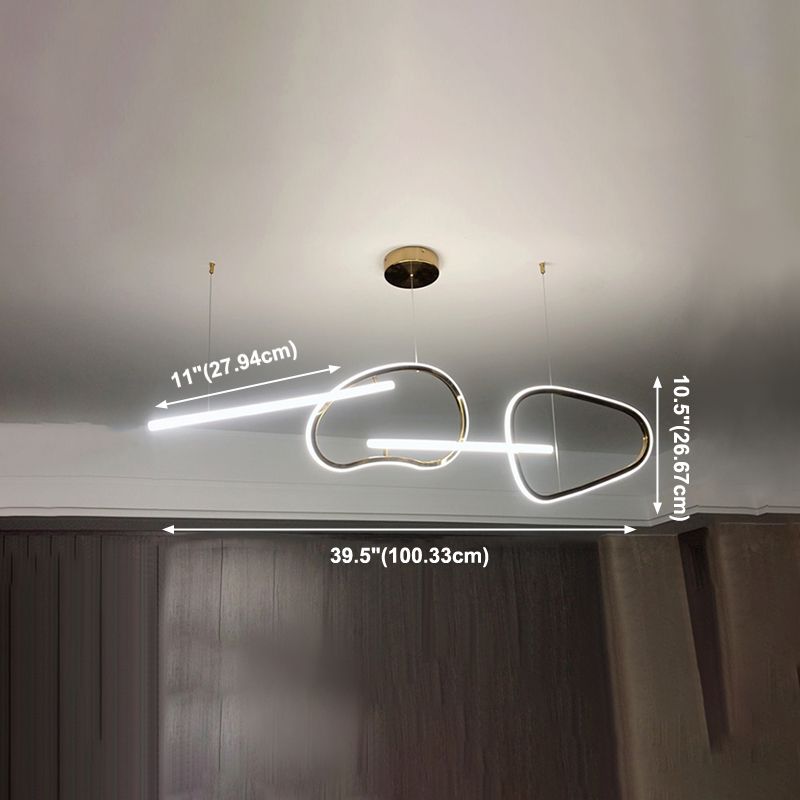 Modern Metal Chandelier Lamp Geometric LED Island Pendant for Dining Room