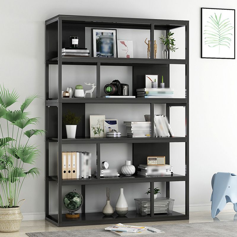Industrial Metal Etagere Bookcase Open Back Bookshelf for Home Office
