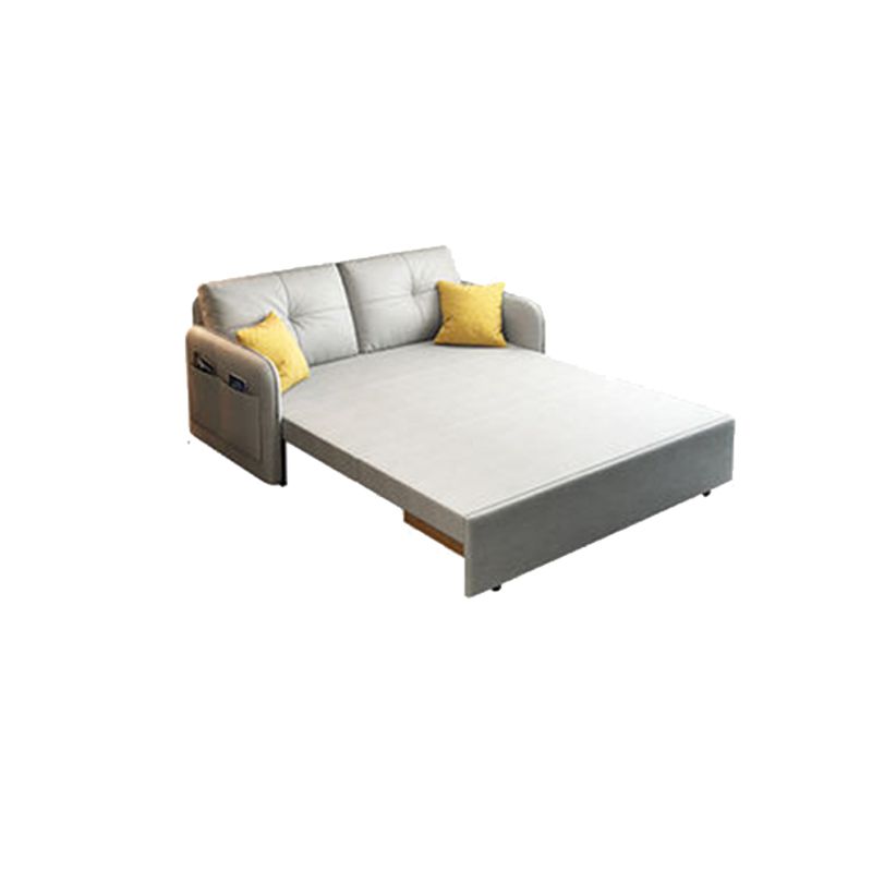 Faux leather Sleeper Sofa Light 32.67" Wide Gray Sofa Bed with Upholstered