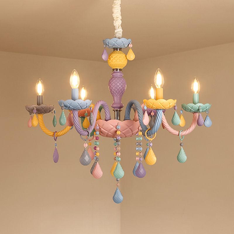 Multi Light Candle Branch Hanging Pendant Modern Style Crystal Hanging Lighting