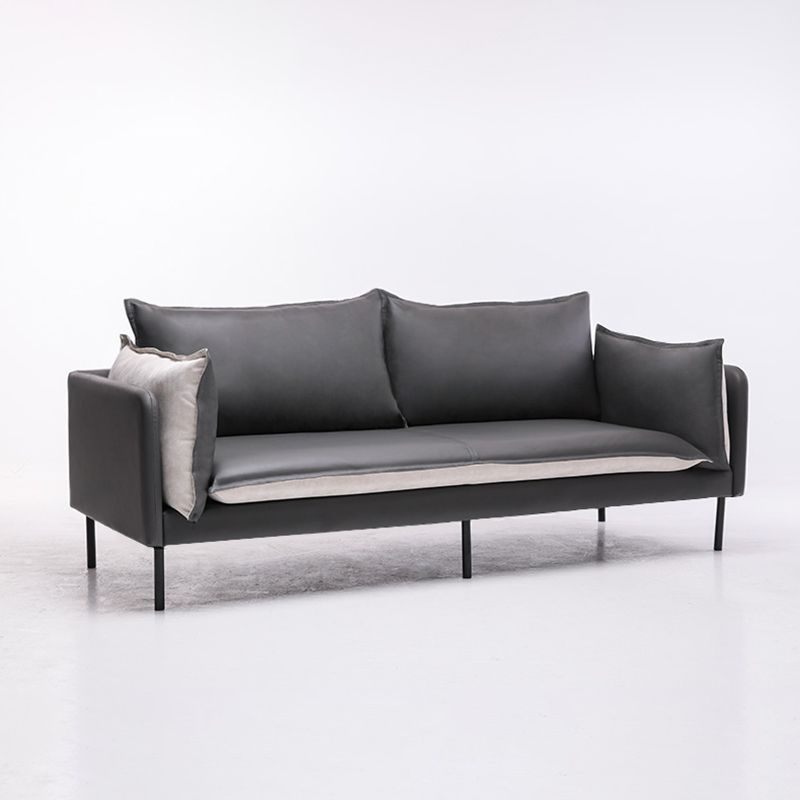 Nordic Style Leather Sofa Square Tufted Sofa for Living Room