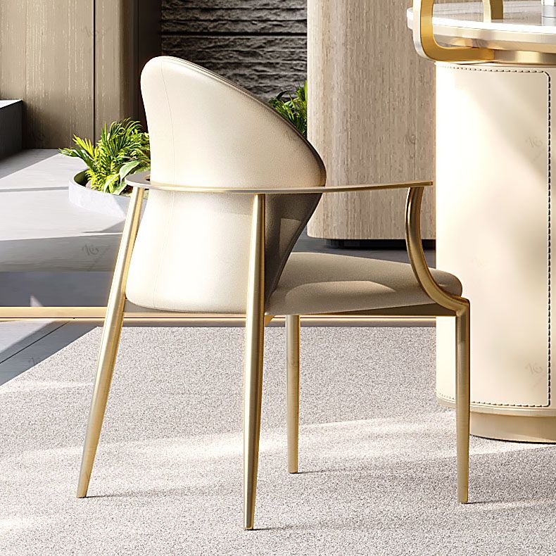 Upholstered Arm Chair Glam Style Metal Dining Chairs for Dining Room