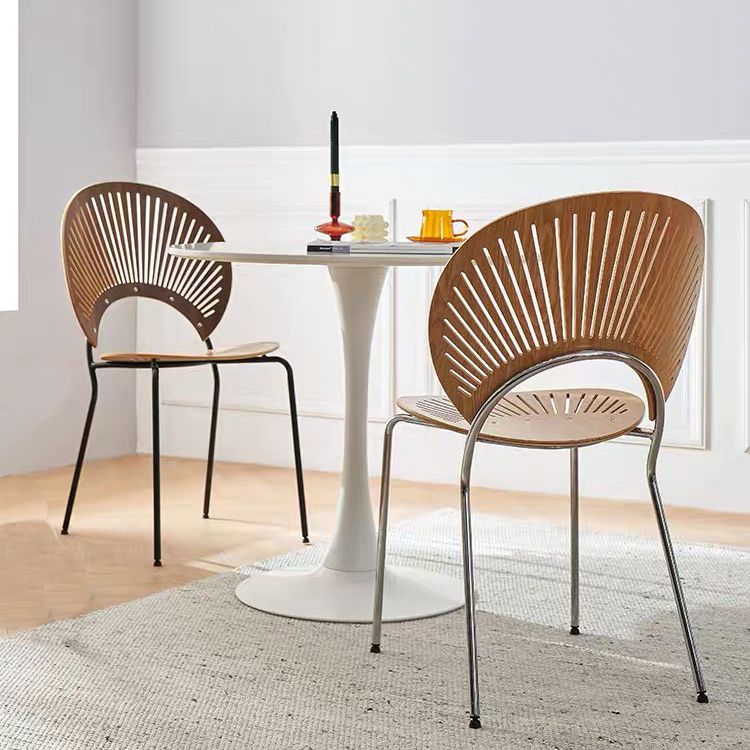 Silla de comedor de madera moderna, sillas de comedor sin brazos de metal para uso doméstico