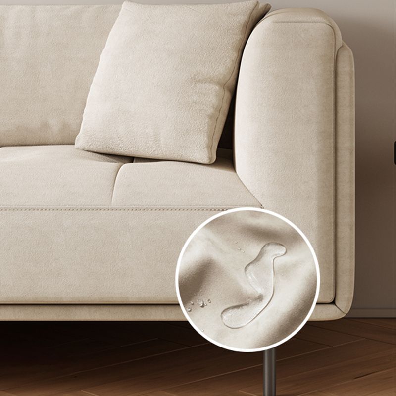 Contemporary Tuxedo Arm Cushions Sofa Faux Leather Standard Sofa with Pillows