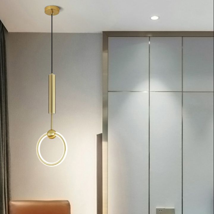 Gouden cirkelvormige led hanglamp in moderne eenvoud smeedijzeren hangende lamp met siliconen schaduw