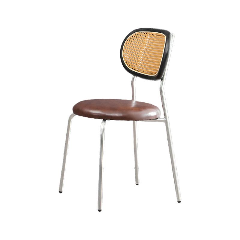 Faux Leather Armless Dining Chair Contemporary Open Back Dining Room Side Chair