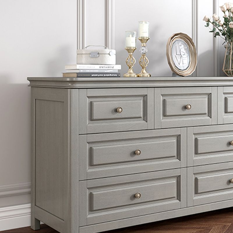 Contemporary Rubberwood Storage Cabinet with Drawers in Gray