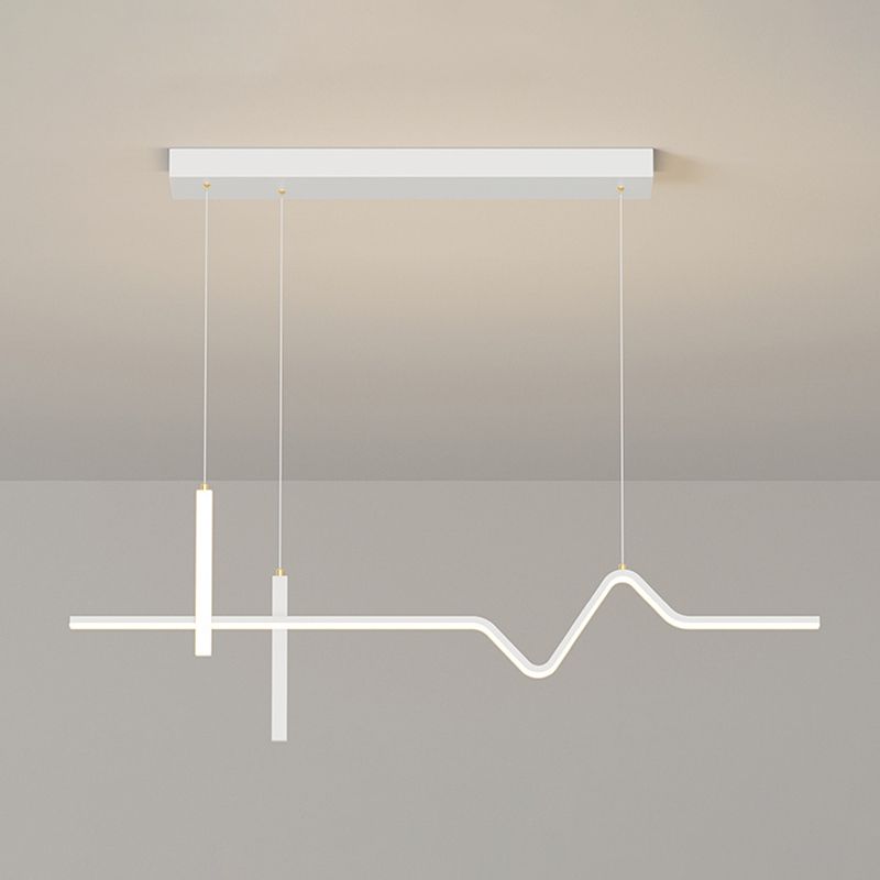 Linear Modern 3 - Light Ceiling Pendant Fixture in Matte LED White Kitchen Island Fixture