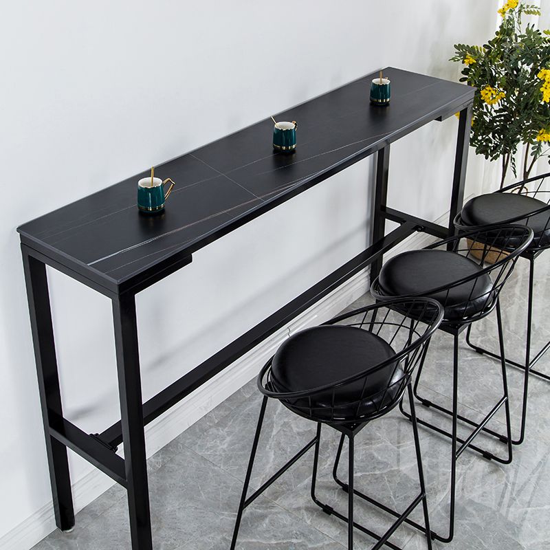 Contemporary Style Bar Table Stone Bar Dining Table with Footrest