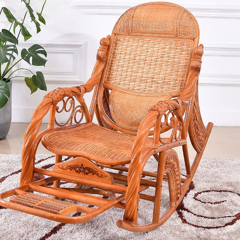 Traditional Rocking Chair Wood Wicker Rocker Chair for Living Room