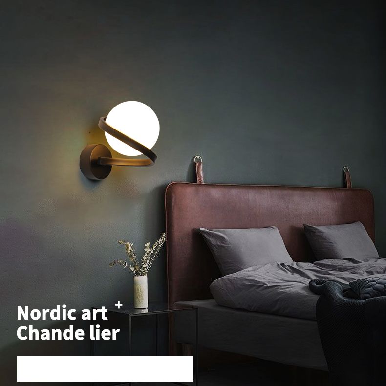 Modern Minimalist Global Wall Mounted Lighting Metal 1 Light Wall Lights with Glass Shade