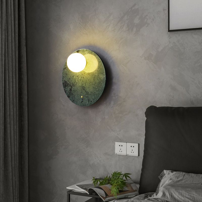 Nordic Style Marble Wall Light Geometric 1 Light Wall Sconce with Glass for Bedroom