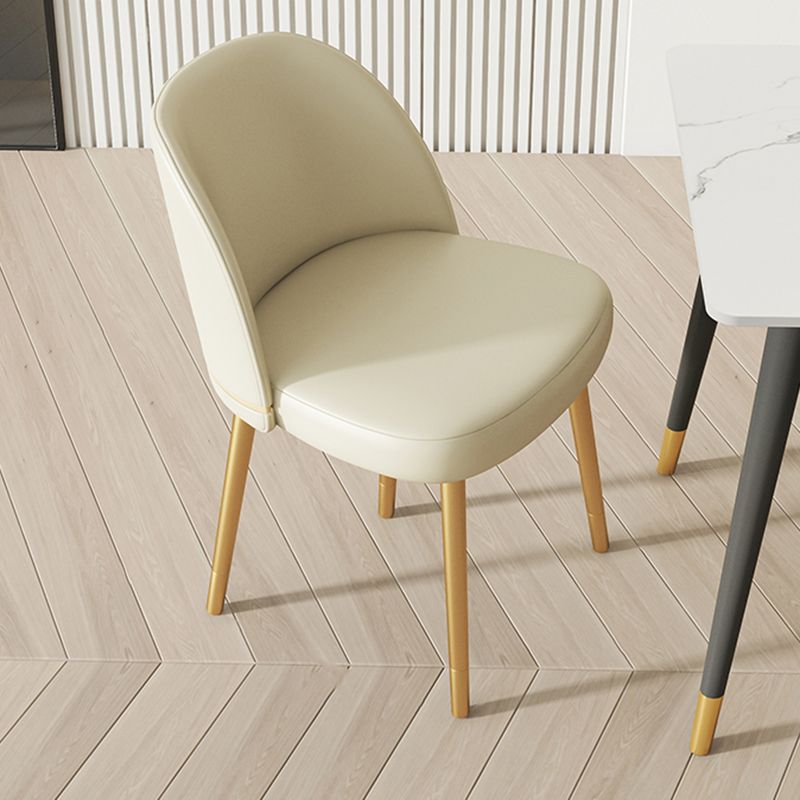 Glam Armless Dining Chairs Faux Leather Home Dining Side Chair