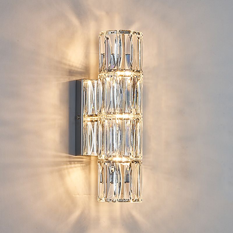 Postmodern Crystal Wall Light Cylinder Multi Light Wall Sconce for Living Room