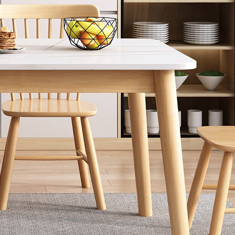 Modern Sintered Stone Dining Table Set for 4/6 Dining Set with Rectangle Table and Windsor Chairs