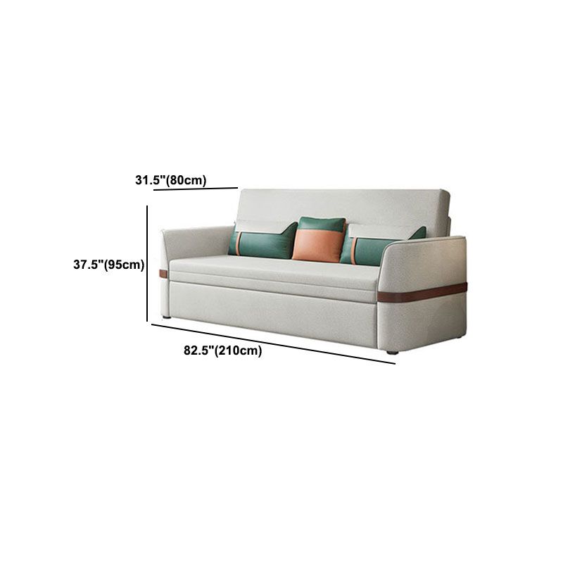 Stain Resistant Sofa Bed Grey Flared Arm Sofa with 3 Pillows