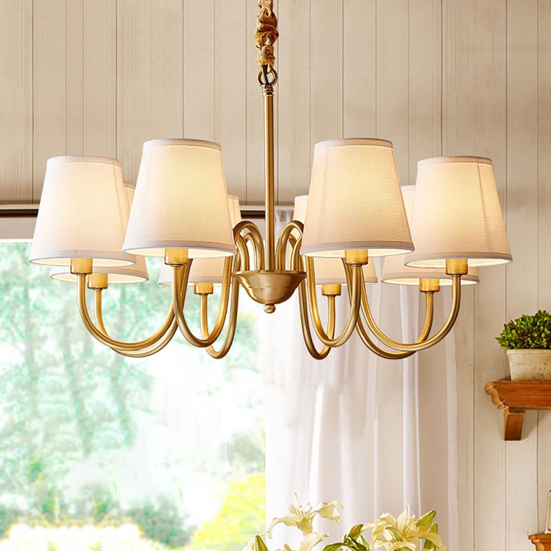 Multi-Head Chandelier Lighting Fixtures American Style Chandelier Pendant Light with Fabric Shade