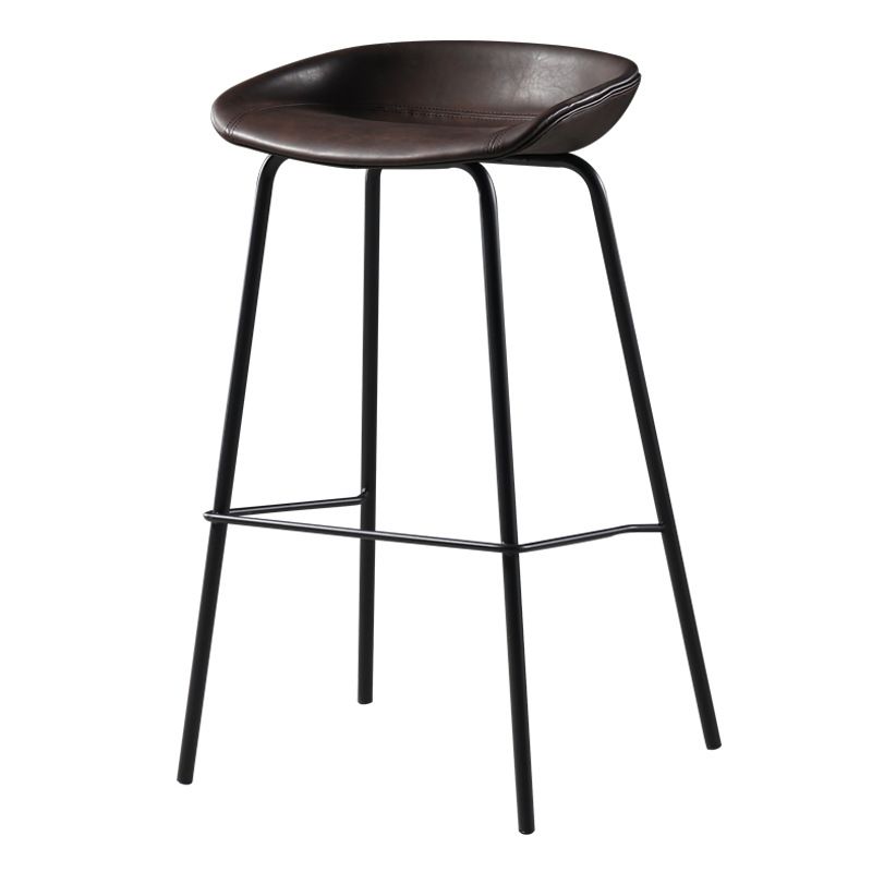 Taburete de bar tapizado en cuero de estilo nórdico, taburete de bar con estructura metálica