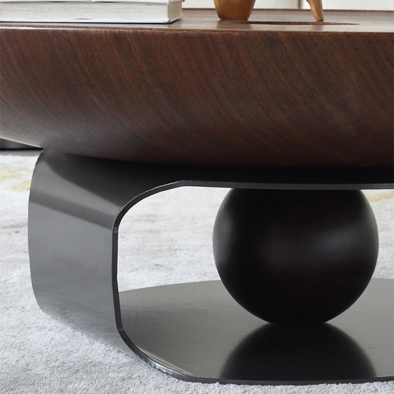 Round Square Block Base Wood/glass Modern Style Coffee Table