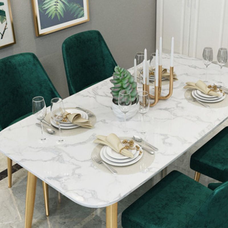 Rectangle Golden Base Dining Table Glam Faux Marble Table for Dining Room