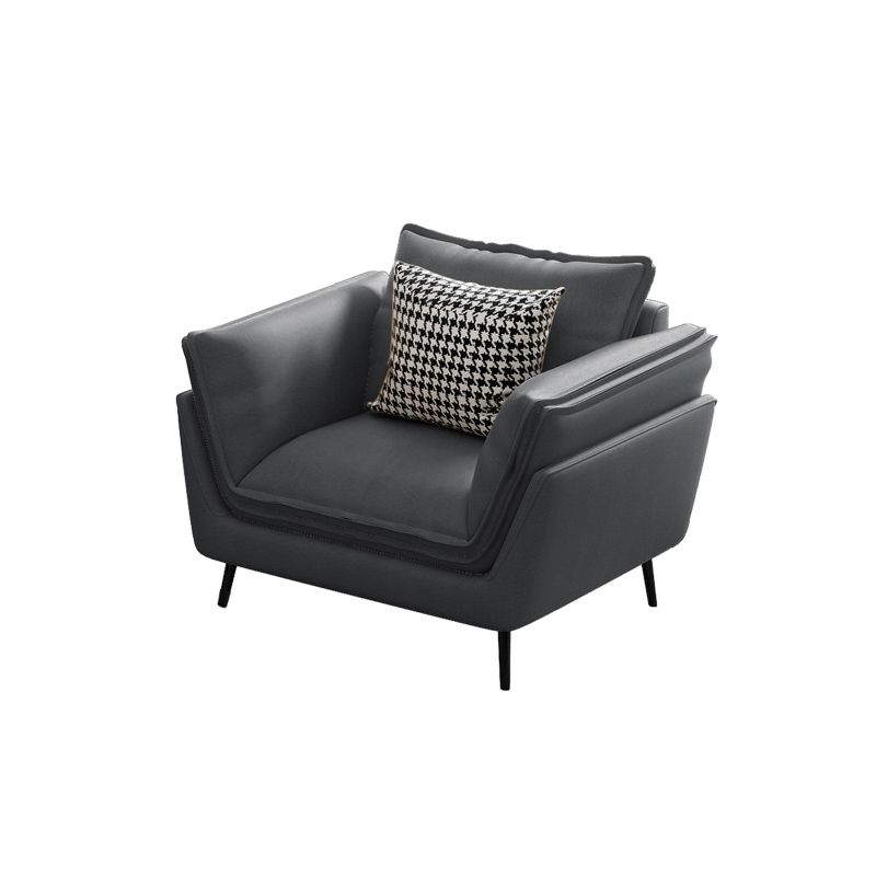 Contemporary Cushions Standard Recessed Arm Living Room Faux Leather Sofa