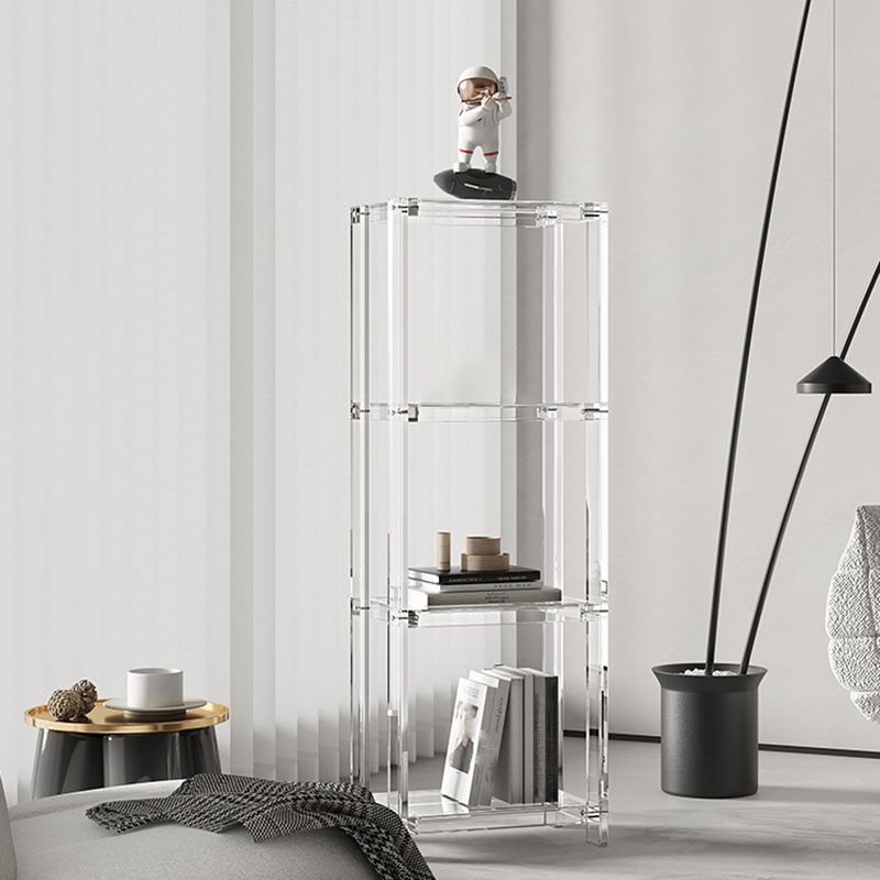 Contemporary Open Back Standard Bookshelf Acrylic Bookcase with Shelves