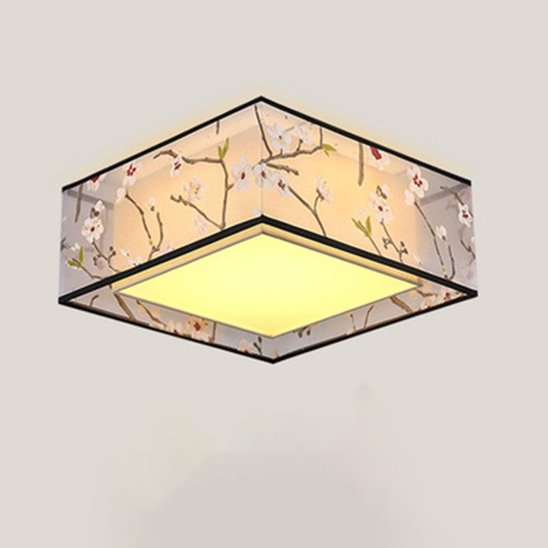 Square Flush Mount Lighting Fabric Traditional Flush Ceiling Light Fixtures