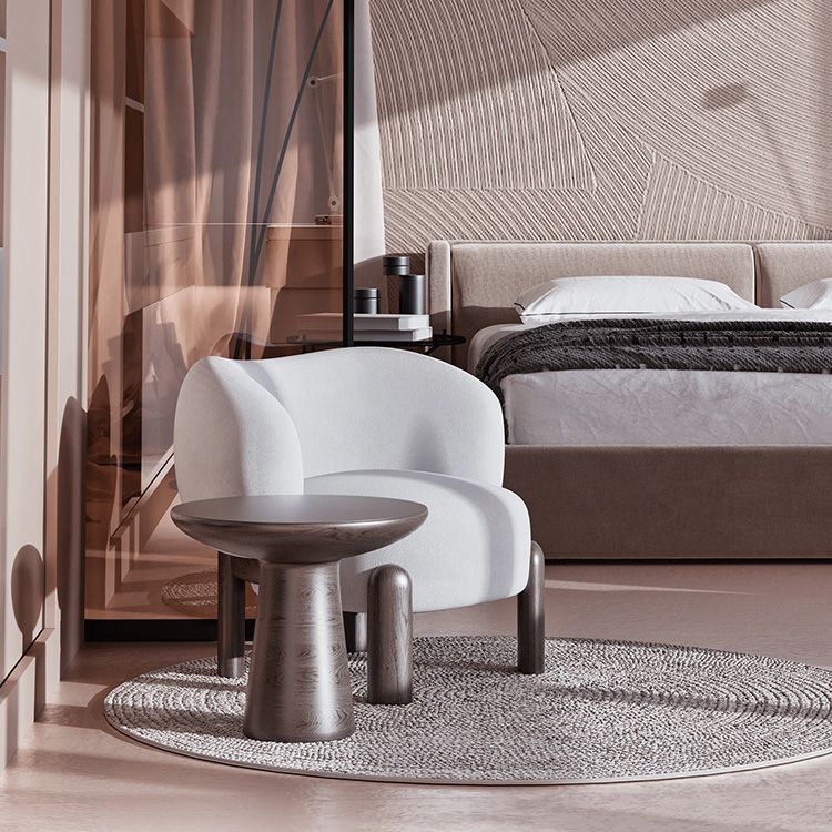 Contemporary Fixed Back Barrel Chair Bedroom Solid Color Lounge Chair