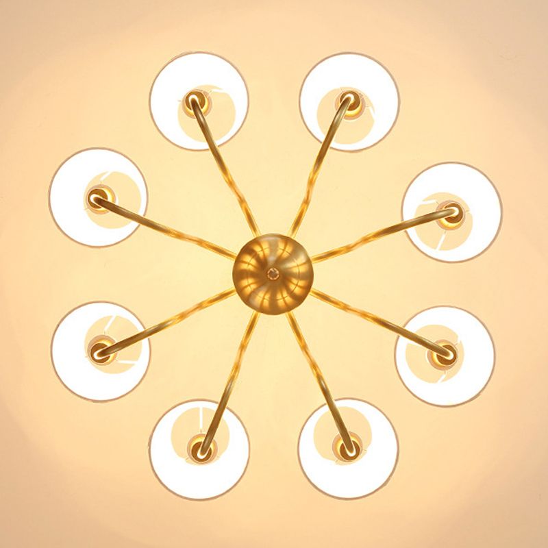 Traditional Creative Sputnik Hanging Lamp Copper Indoor Pendant Light with Fabrics Shade