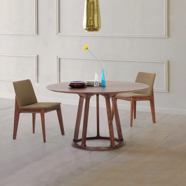 Runder massiver Holzbrauner Tontisch Moderner Sockstisch für Esszimmer