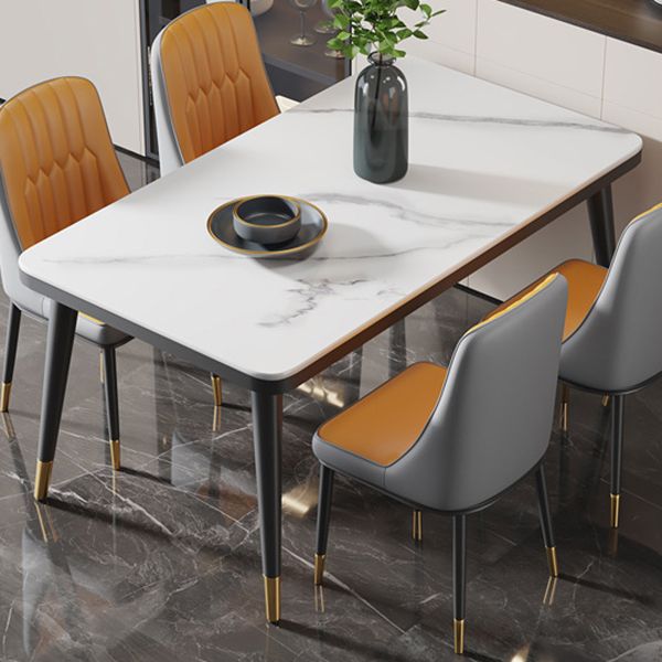 Tavolo da pranzo moderno in pietra sinterizzato tavolo rettangolo con 4 gambe per uso domestico