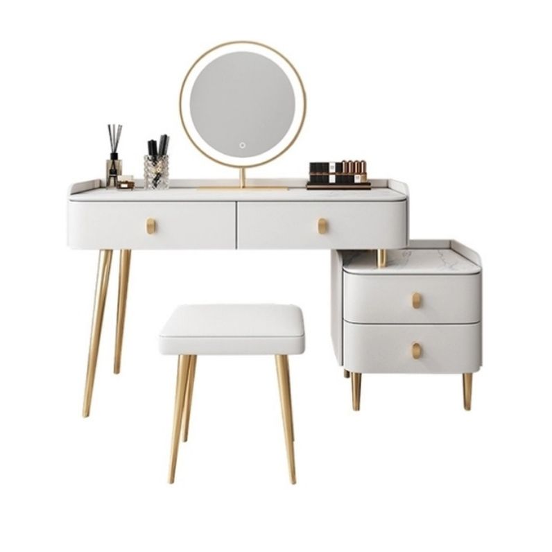 Modern with Drawer Lighted Mirror Solid Wood Bedroom Vanity Dressing Table