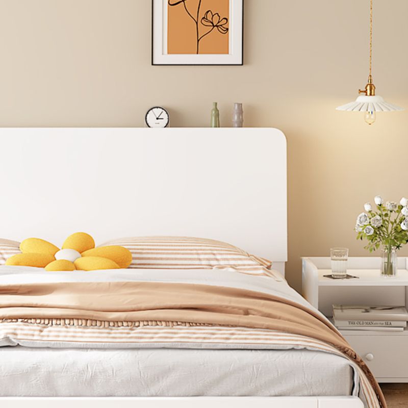 Solid Wood Standard Bed Modern White Bed Frame with Headboard