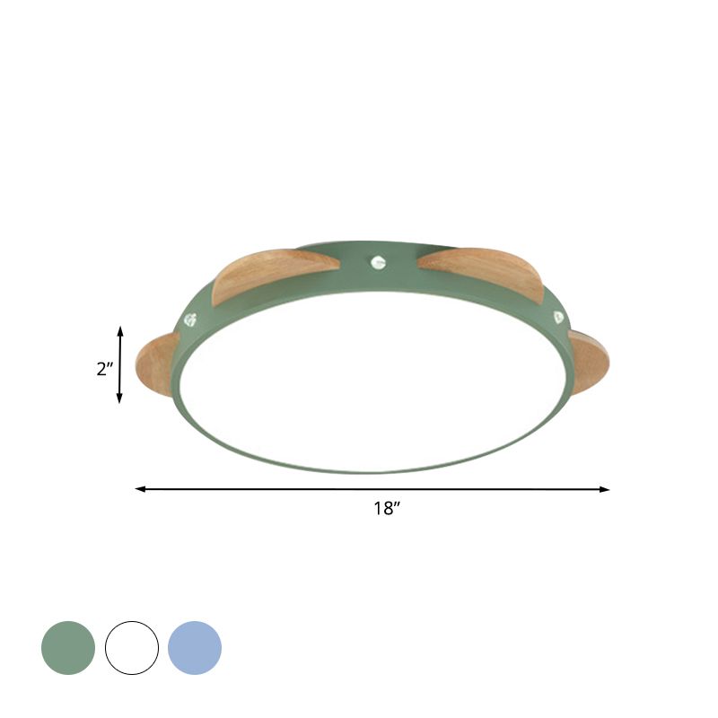 Macaron Flower Flushmount Acrylique LED Chambre Plafonnier Encastré en Blanc/Vert/Bleu et Bois