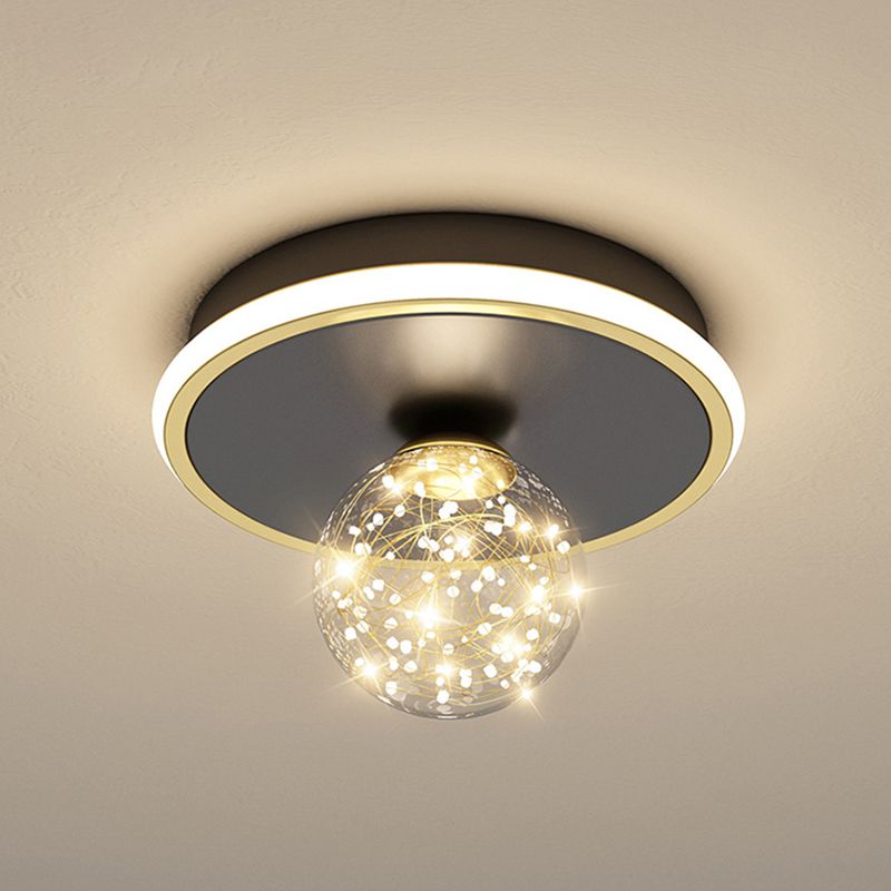 Lámpara empotrada de esfera contemporánea, lámpara de techo empotrada de metal con 2 luces, en negro