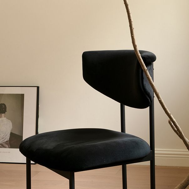 Nordic Armless Backrest Cushion Chair with Metal Legs for Dining Room