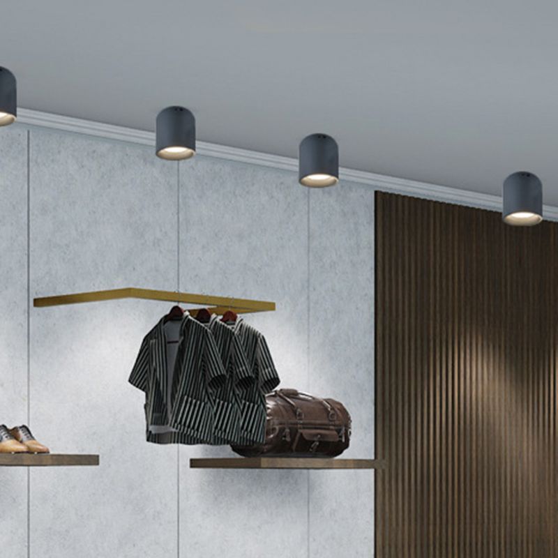 Cylinder Shape Ceiling Lamp Modern Aluminium 1 Light Flush Mount for Supermarket Mall
