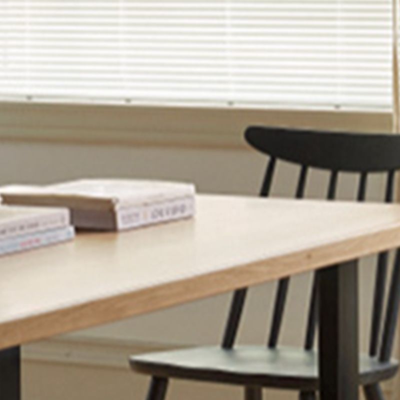 Industrial Rectangular Oak Brown Solid Wood Dining Table with Sled